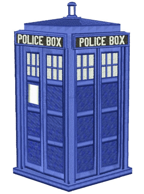 Police Box Filled Machine Embroidery Digitized Design Pattern