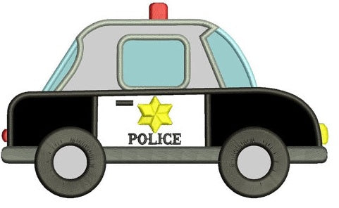 Police Car Applique Machine Embroidery Digitized Design Pattern - Instant Download- 4x4 , 5x7, 6x10