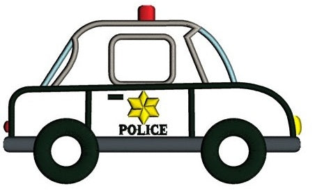 Police Car Applique Machine Embroidery Digitized Design Pattern - Instant Download- 4x4 , 5x7, 6x10