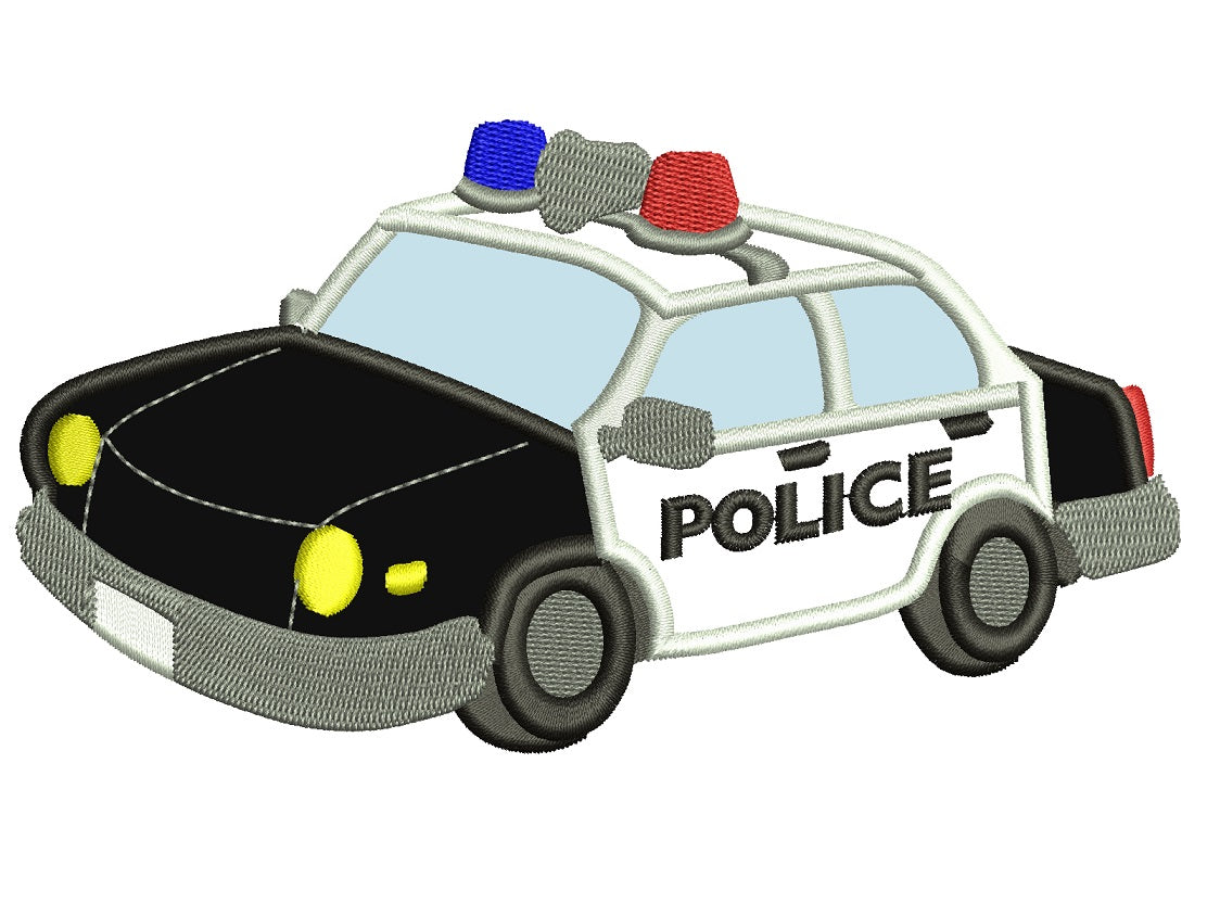 Police Cop Car Applique Machine Embroidery Digitized Design Pattern