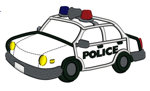 Police Cop Car Applique Machine Embroidery Digitized Design Pattern