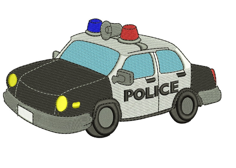 Police Cop Car Filled Machine Embroidery Digitized Design Pattern