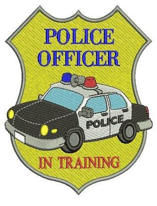 Police Officer in Training Badge Embroidery Digitized Design Filled Pattern - Instant Download- 4x4 , 5x7, 6x10