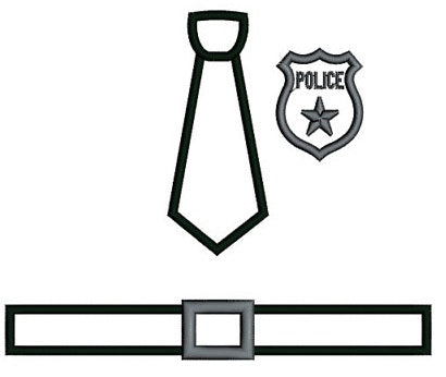 Police Tie, Belt, and a badge Applique Embroidery Digitized Design Pattern - Instant Download- 4x4 , 5x7, 6x10