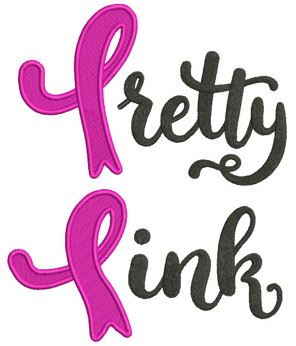 Pretty Pink Breast Cancer Awareness Ribbon Filled Machine Embroidery Design Digitized Pattern