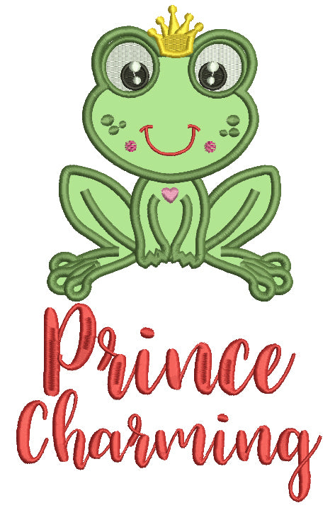 Prince Charming Cute Little Froggy Applique Machine Embroidery Design Digitized Pattern