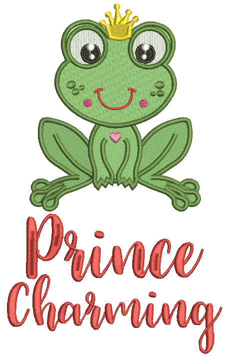 Prince Charming Cute Little Froggy Filled Machine Embroidery Design Digitized Pattern