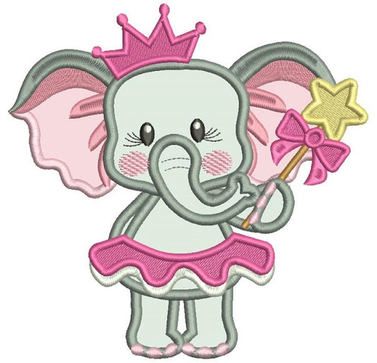 Princess Girl Elephant Fairy Applique Machine Embroidery Design Digitized Pattern