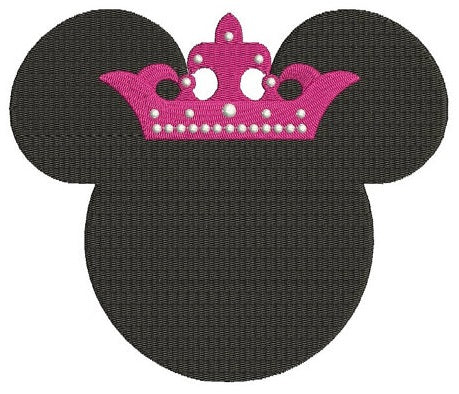 Princess Minnie Mouse Ears Machine Embroidery Digitized Filled Pattern- Instant Download - 4x4 ,5x7,6x10 -hoops