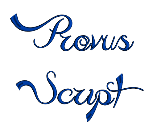 Provus Script Machine Embroidery Font Upper and Lower Case 1 2 3 inches