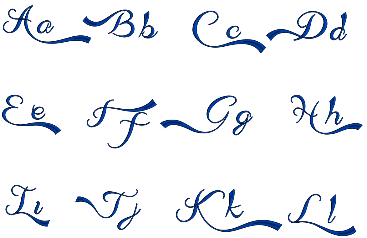 Provus Script Machine Embroidery Font Upper and Lower Case 1 2 3 inche ...