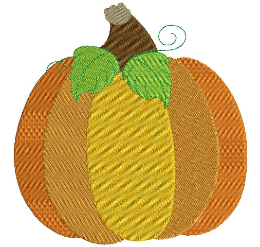 Pumpkin Halloween or Thanksgiving Filled Machine Embroidery Design Digitized Pattern