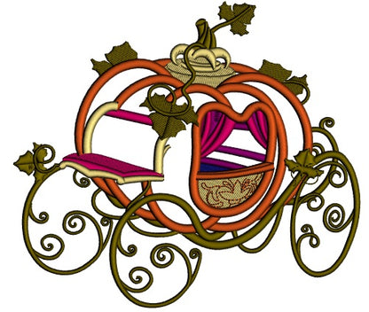 Pumpkin Horse Carriage Hay Wagon Ride Applique Machine Embroidery Design Digitized Pattern