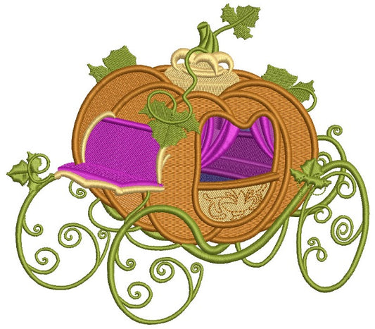 Pumpkin Horse Carriage Hay Wagon Ride Filled Machine Embroidery Design Digitized Pattern