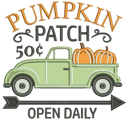 Pumpkin Patch Open Daily Truck Applique Machine Embroidery Design Digitized Pattern