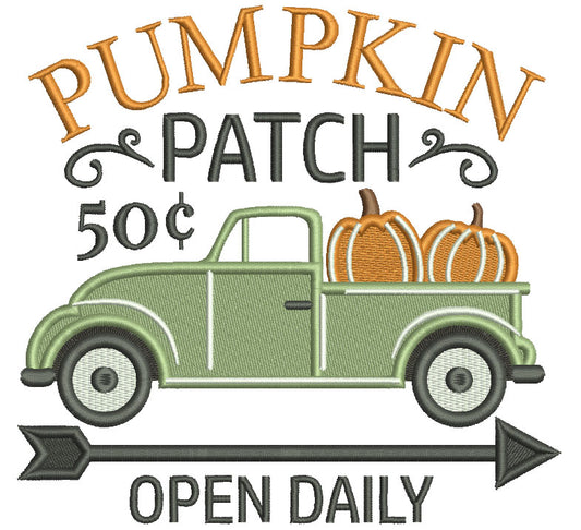 Pumpkin Patch Open Daily Truck Filled Machine Embroidery Design Digitized Pattern