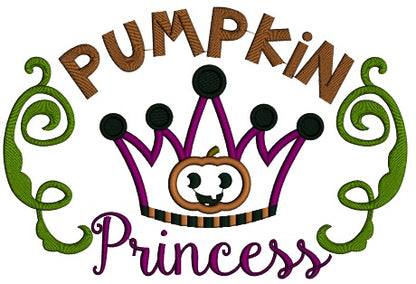 Pumpkin Princess Halloween Applique Machine Embroidery Digitized Design Pattern