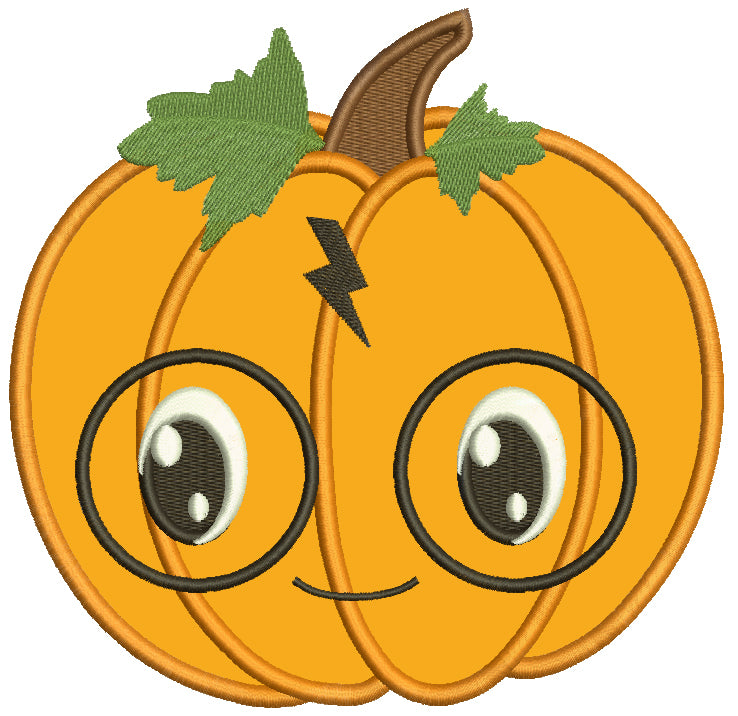 Pumpkin That Looks Like Harry Potter Thanksgiving Applique Machine Embroidery Design Digitized Pattern