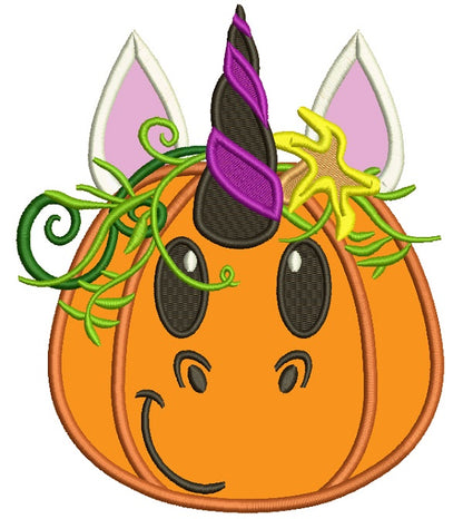 Pumpkin Unicorn Halloween Applique Machine Embroidery Design Digitized Pattern