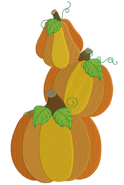 Pumpkins Stacked On Top Of Each Other Thanksgiving Filled Machine Embroidery Design Digitized Pattern