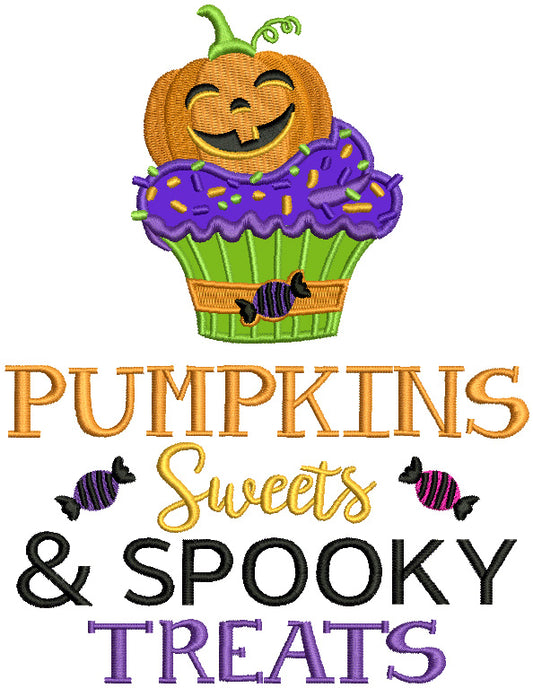 Pumpkins Sweets And Spooky Treats Halloween Applique Machine Embroidery Design Digitized Pattern