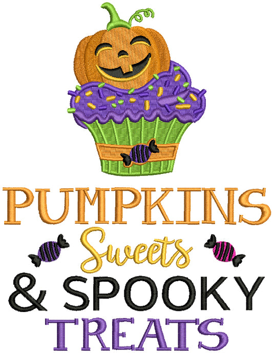 Pumpkins Sweets And Spooky Treats Halloween Filled Machine Embroidery Design Digitized Pattern