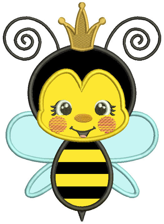 Queen Bee With a Crown Applique Machine Embroidery Design Digitized Pattern