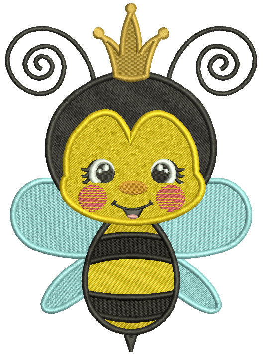 Queen Bee With a Crown Filled Machine Embroidery Design Digitized Pattern
