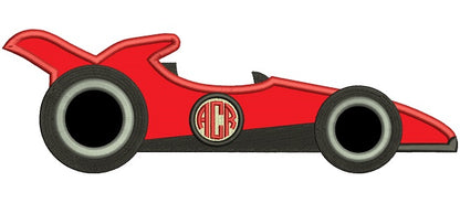 Race Car Monogram Applique Machine Embroidery Design Digitized Pattern
