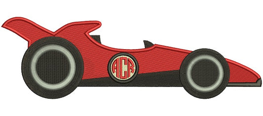 Race Car Monogram Filled Machine Embroidery Design Digitized Pattern