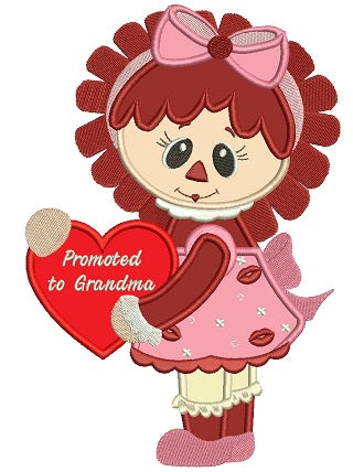 Rag Doll Promoted To Grandma Applique Machine Embroidery Digitized Design Pattern