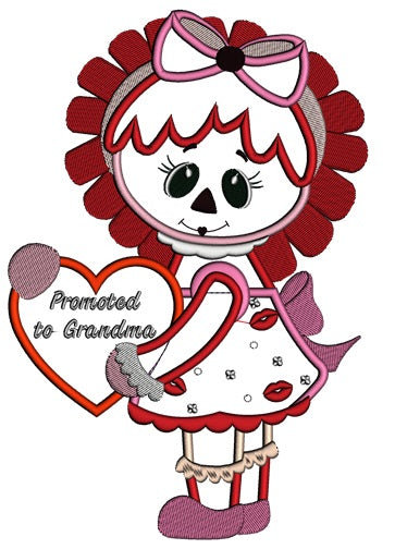 Rag Doll Promoted To Grandma Applique Machine Embroidery Digitized Design Pattern