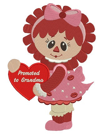 Rag Doll Promoted To Grandma Filled Machine Embroidery Digitized Design Pattern