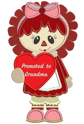 Rag Doll With Big Bow Promoted To Grandma Applique Machine Embroidery Digitized Design Pattern