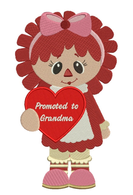 Rag Doll With Big Bow Promoted To Grandma Filled Machine Embroidery Digitized Design Pattern