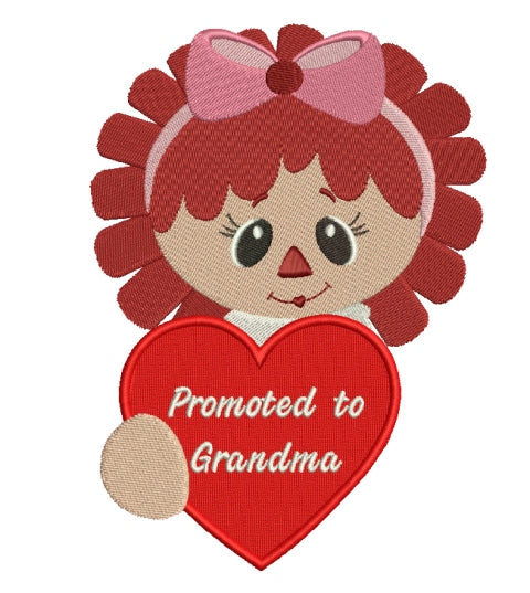 Rag Doll With Big Heart Promoted To Grandma Filled Machine Embroidery Digitized Design Pattern