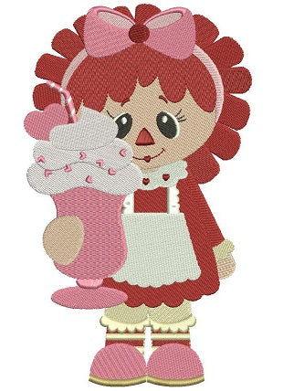 Rag Doll With Ice Cream Cone Filled Machine Embroidery Digitized Design Pattern