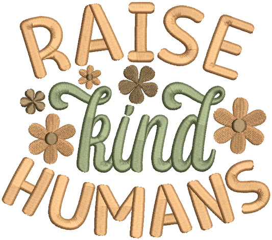 Raise Kind Humans Flowers Filled Machine Embroidery Design Digitized Pattern