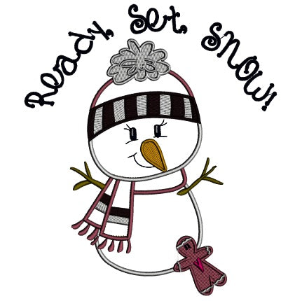 Ready Set Snow Snowman Christmas Applique Machine Embroidery Design Digitized Pattern
