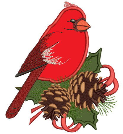 Cardinal Christmas Applique Machine Embroidery Digitized Design Pattern