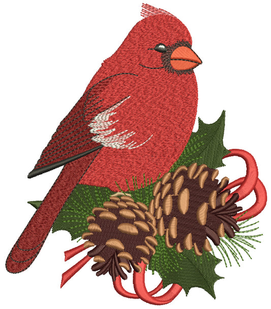 Cardinal Christmas Filled Machine Embroidery Digitized Design Pattern