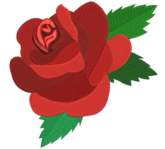 Red Rose Filled Machine Embroidery Design Digitized Pattern