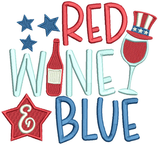 Red Wine And Blue 4th Of July Patriotic Filled Machine Embroidery Design Digitized Pattern