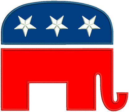 Republican Party Elephant Political Applique Machine Embroidery Design Digitized