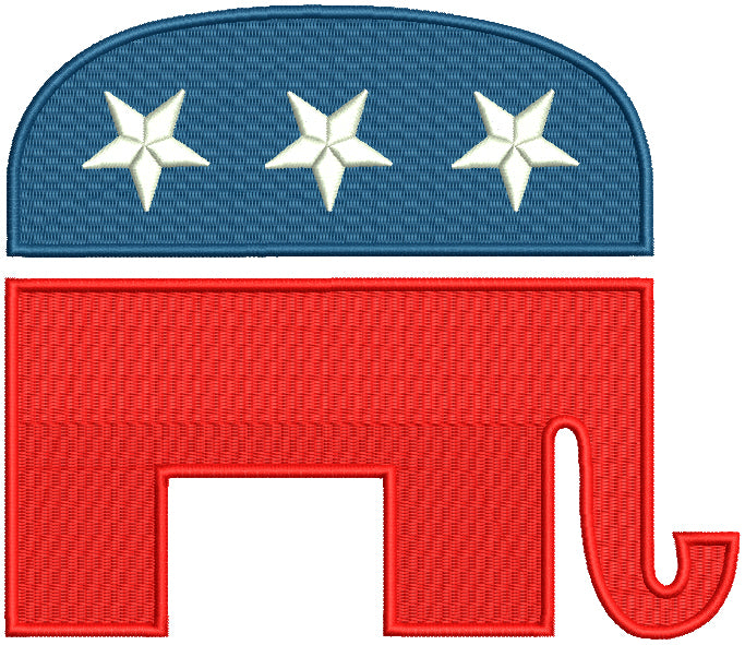 Republican Party Elephant Political Filled Machine Embroidery Design Digitized