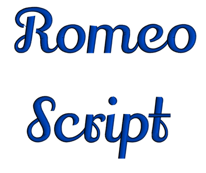 Romeo Script Machine Embroidery Font Upper and Lower Case 1 2 3 inches