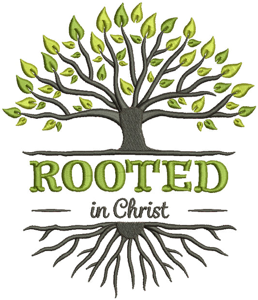 Rooted In Christ Religious Filled Machine Embroidery Design Digitized Pattern