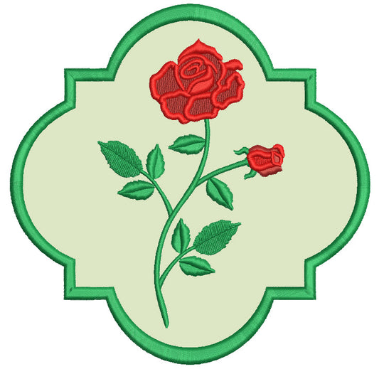 Rose Frame Valentine's Day Applique Machine Embroidery Design Digitized Pattern