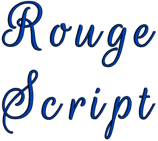 Rouge Font Machine Embroidery Script Upper and Lower Case 1 2 3 inches