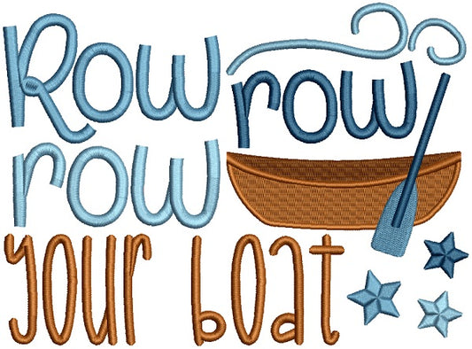 Row Row Your Boat Children Rhymes Filled Machine Embroidery Design Digitized Pattern